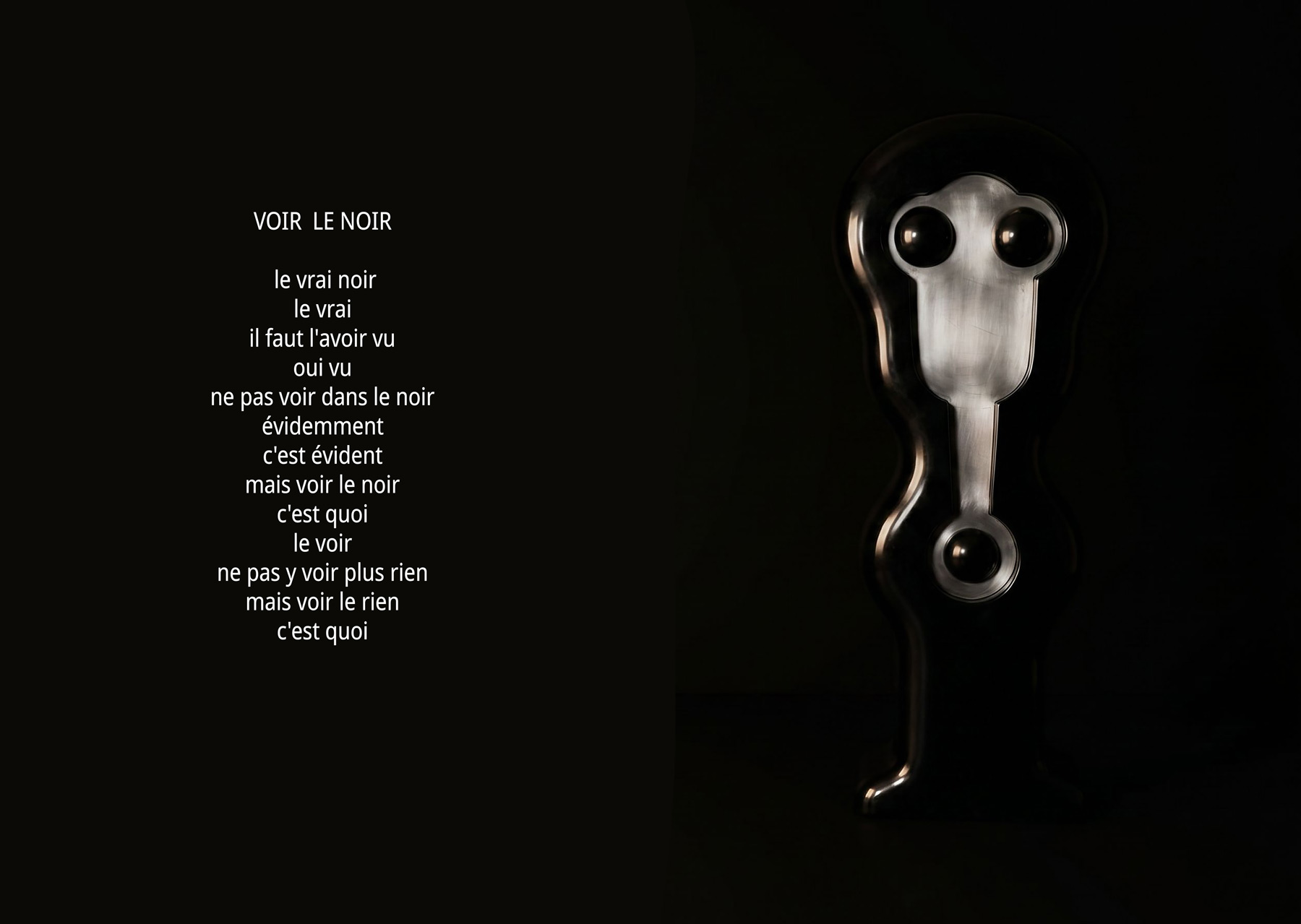 Double page du recueil Être une chose : Voir le noir