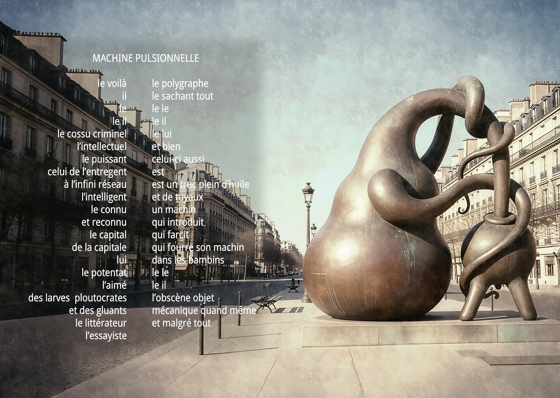 Double page du recueil Être une chose : Machine pulsionnelle