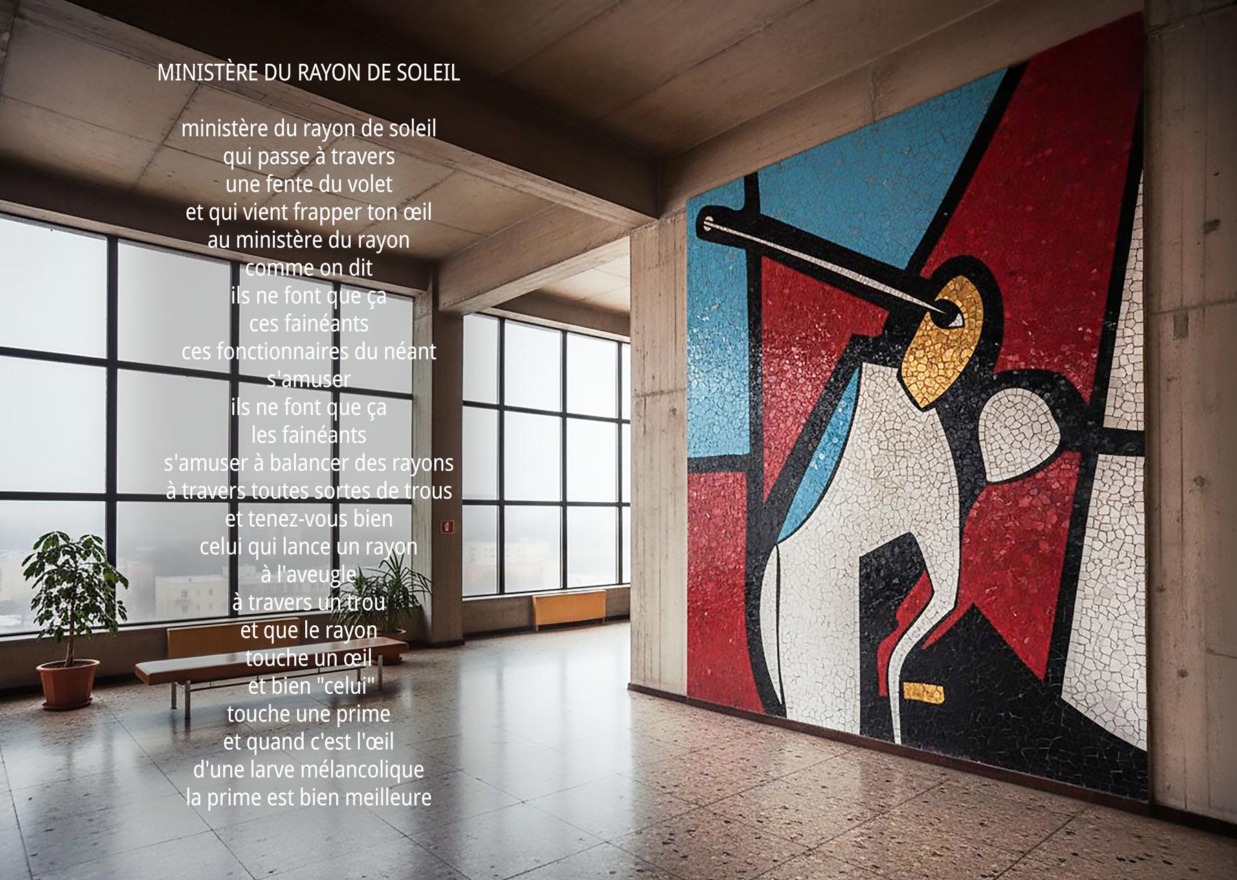 Double page du recueil Être une chose : Ministère du rayon de soleil